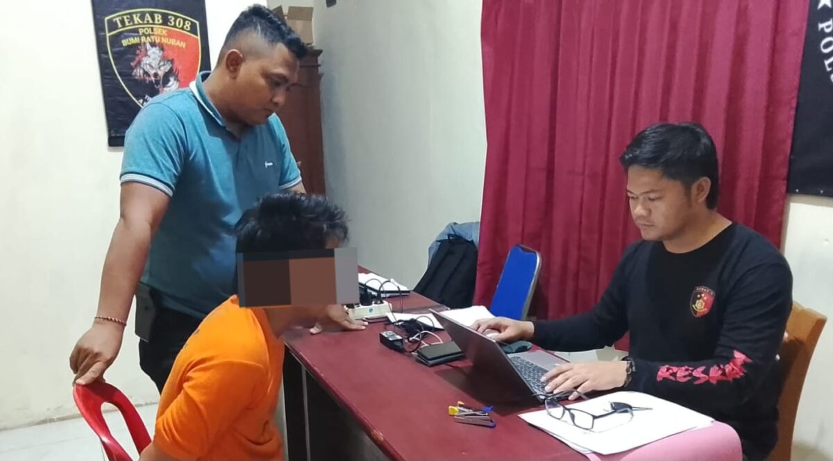 Pelaku begal insial NA yang ditangkap Polsek Bumi Ratu Nuban, Lampung Tengah.