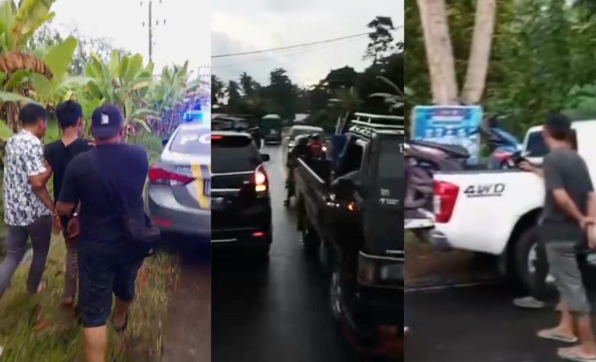 Kolase foto saat pelaku berhasil diamankan polisi dan keramaian warga serta barang bukti motor korban, Selasa 30 Desember 2025 | Ist/Media Prioritastv.com.