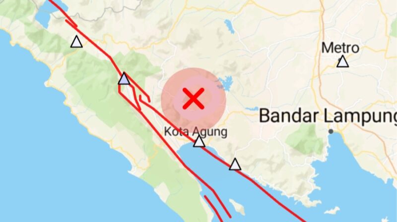 Titik gempa darat Tanggamus, Senin 1 Desember 2025 | Dok. BMKG Lampung.