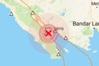 Gempa magnitudo 2,6 yang mengguncang wilayah perairan barat daya Tanggamus, Lampung, Kamis (4/12/2025) pukul 07.03 WIB | Dok. BMKG Lampung.