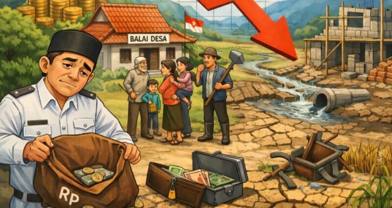 Ilustrasi Anjloknya Dana Desa Tanggamus Tahun 2026.