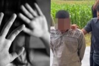 Kolase foto ilustrasi pencabulan terhadap anak tiri selama 7 tahun dan pelaku yang sedang digelandang polisi, Jumat 9 Januari 2026 |