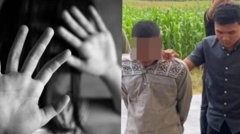 Kolase foto ilustrasi pencabulan terhadap anak tiri selama 7 tahun dan pelaku yang sedang digelandang polisi, Jumat 9 Januari 2026 |