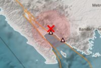 Titik Gempa yang mengguncang Tanggamus dinihari tadi, Jumat 16 Januari 2025, pukul 00.36 WIB | Dok. BMKG Lampung.