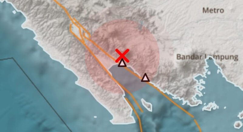 Titik Gempa yang mengguncang Tanggamus dinihari tadi, Jumat 16 Januari 2025, pukul 00.36 WIB | Dok. BMKG Lampung.