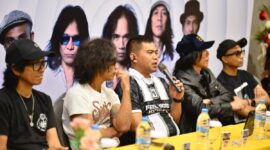 Pengusaha rokok HS, HM Suryo saat konferensi pers jelang penampilan slank di Hotel Azana Boutique di Bandar Lampung, Sabtu 17 Januari 2025 |
