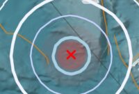 Titik gempa magnitudo 40 berpusat di laut sekitar 11 kilometer barat daya Tanggamus, pada koordinat 6,51 derajat Lintang Selatan dan 104,43 derajat Bujur Timur, dengan kedalaman 24 kilometer, Minggu 25 Januari 2026 pukul 20.10.53 WIB | Dok. BMKG Lampung.