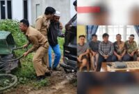 Kolase foto saat konten kekerasan terhadap kakek pengendara sepeda yang beredar dan klarifikasi kru tawal tv yang menjelaskan bahwa kejadian adalah konten parodi, Selasa 27 Januari 2026 | Dok. Dinas Kominfo Lampung Timur.
