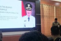 Bupati Tanggamus, H. Moh. Saleh Asnawi saat memberikan sambutan dalam Forum Komunikasi Publik Ranwal RKPD Tahun 2027.