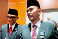 Inspektur Tanggamus Suhendar Zuber saat memberikan keterangan usai pelantikan di Aula Setdakab, Senin 26 Januari 2026.