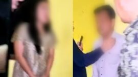 Kolase foto saat penggerebekan terhadap oknum Kakon Tampang Tua, Pematang Sawa, Tanggamus inisil MB bersama seorang perempuan NT di di Perumahan Tanjung Senang, Kota Bandar Lampung, pada Selasa 27 Januari 2026, malam.