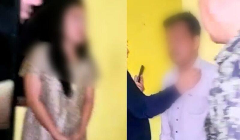Kolase foto saat penggerebekan terhadap oknum Kakon Tampang Tua, Pematang Sawa, Tanggamus inisil MB bersama seorang perempuan NT di di Perumahan Tanjung Senang, Kota Bandar Lampung, pada Selasa 27 Januari 2026, malam.