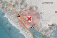 Titik gempa di Tanggamus, Kamis 29 Januari 2026 pukul 23.35 WIB | Dok. BMKG Lampung.