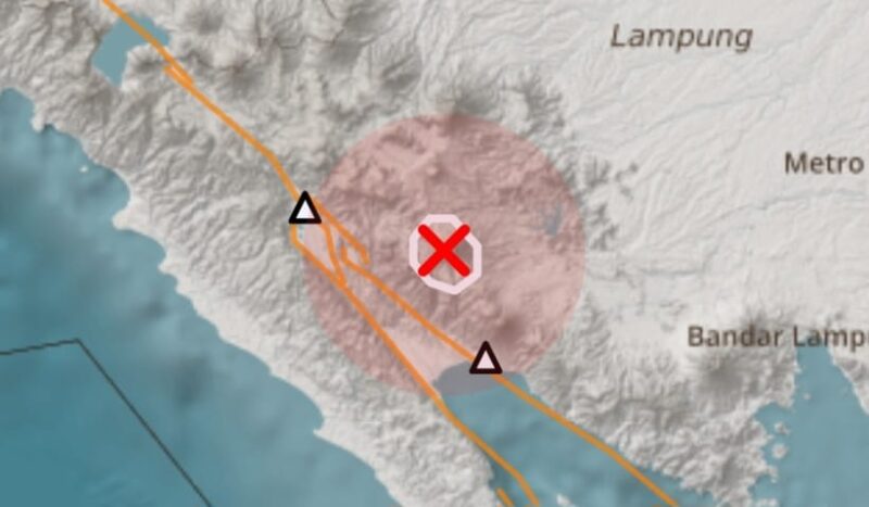 Titik gempa di Tanggamus, Kamis 29 Januari 2026 pukul 23.35 WIB | Dok. BMKG Lampung.