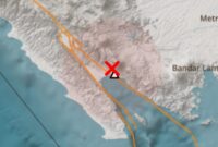 Titik gempa yang menguncang Tanggamus Sabtu 31 Januari 2026, pukul 08.44 46 WIB | Dok. BMKG Lampung.