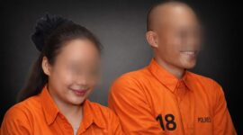 Sosok Cantik RP (kiri) bersama kekasihnya RR setelah ditangkap Polres Pringsewu.