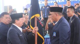 Pelantikan Kurnain sebagai Ketua DPD NasDem Tanggamus periode 2025 - 2029 oleh Ketua DPW NasDem Lampung, Herman HN di Kantor DPD NasDem Kota Agung Timur, Sabtu 31 Januari 2026 | Herdi/Media Prioritastv.com.
