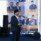 Ketua DPW NasDem Lampung Herman HN saat memberikan penegasan dalam pelantikan DPD NasDem Tanggamus di Kantor DPD NasDem, Pekon Kampung Baru Kecamatan Kota Agung Timur, Sabtu 31 Januari 2026 | Herdi/Media Prioritastv.com.