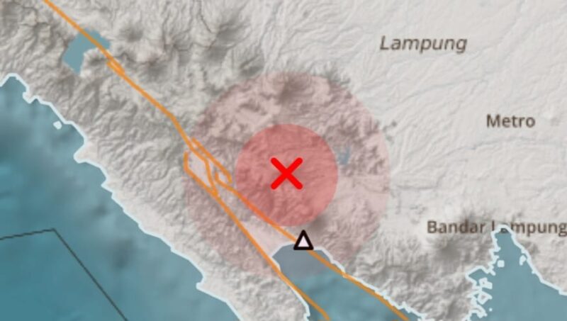 Titik lokasi gempa darat yang mengguncang Tanggamus pada Sabtu 31 Januari 2026, pukul 18.01.58 WIB | Dok. BMKG Lampung.