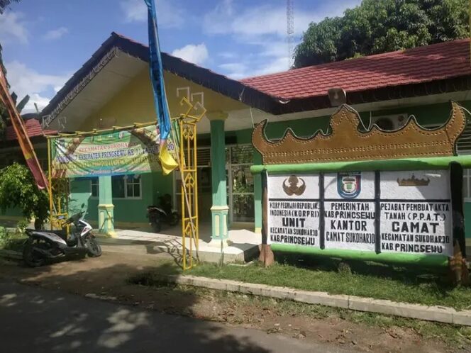 Kantor Kecamatan Sukoharjo, Pringsewu, sebagai pusat pelayanan pemerintahan dan penggerak pembangunan wilayah.(Foto: Prioritastv.com/Istimewa)
