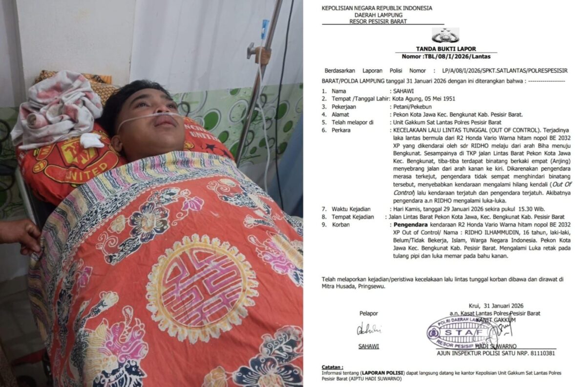 Kolase foto korban Ridho Ilhamumudin saat terbaring lemah di RS Mitra Husada dan tanda bukti laporan yang diterima keluarga tidak sesuai kronologi dengan tanda tangan orang tua korban yang dipalsukan | ist/Media Prioritastv.com.