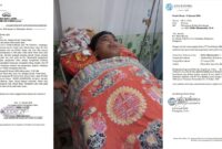 Kolase foto tanda bukti laporan kecelakaan yang dibuat rekayasa dan saat korban terbaring lemah di rumah sakit serta surat keterangan penolakan klaim Jasa Raharja yang juga menyebut kecelakaan tunggal | ist/Media Prioritastv.com.