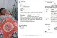 Kolase foto saat korban terbaring lemah di Rumah Sakit Mitra Husada dan surat laporan penolakan jasa raharja serta tanda bukti laporan rekaya yang tandatangan pelapor dipalsukan | ist/Media Prioritastv.com.