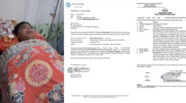 Kolase foto saat korban terbaring lemah di Rumah Sakit Mitra Husada dan surat laporan penolakan jasa raharja serta tanda bukti laporan rekaya yang tandatangan pelapor dipalsukan | ist/Media Prioritastv.com.