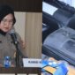 Kabid Humas Polda Lampung, Kombes Pol Yuni  (kiri) saat memberikan keterangan pers dan salah satu barang bukti koper yang diamankan dalam perkara dugaan penipuan umroh illegal di Lampung Tengah | Dok. Humas Polda Lampung.