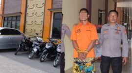 Kolase foto barang bukti yang diamankan polisi dan tersangka AS yang akan dijebloskan ke sel tahanan, Sabtu 7 Februari 2026 | Dok. Humas Polres Pringsewu.