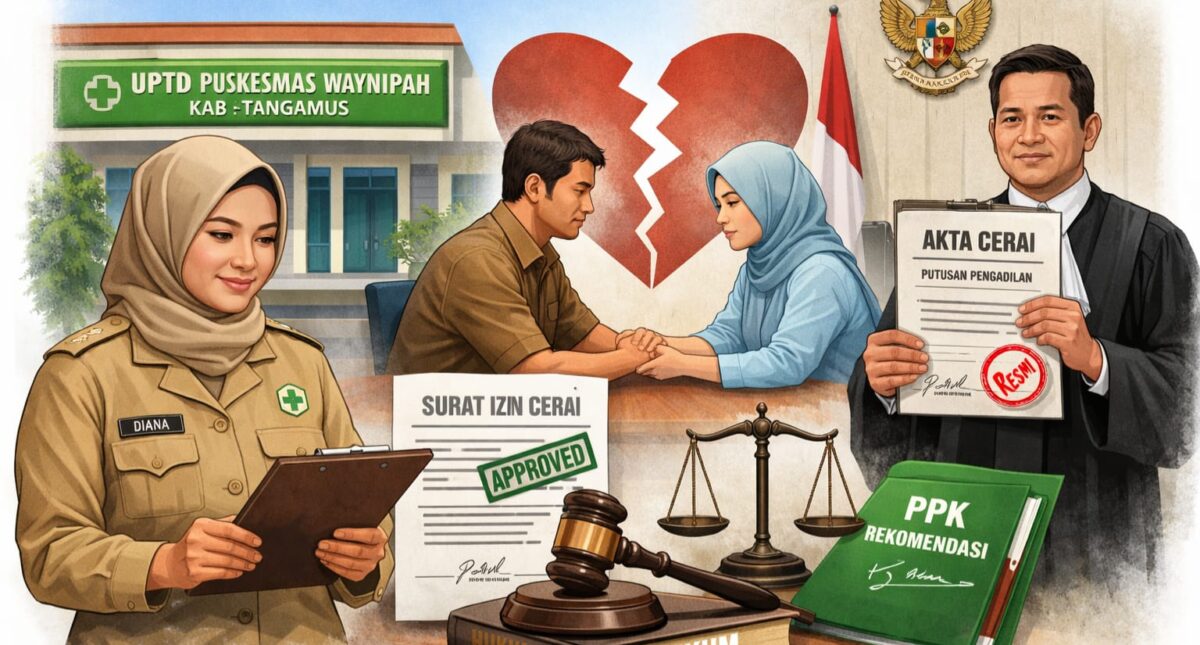 Ilustrasi izin perceraian oleh Pejabat Pembina Kepegawaian ASN PPPK Puskesmas Way Nipah, Pematang Sawa, Tanggamus | Dok. Ilustrasi Media Prioritastv.com.
