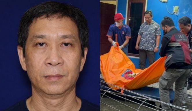 Kolase foto semasa hidupnya Hindradjaja (61) dan saat jasadnya dievakuasi dari Pondok Inap Kost Trijo, Jalan Untung Suropati, Kec. Kedaton, Kota Bandar Lampung, Lampung, Sabtu 7 Februari 2026 | ist/Media Prioritastv.com.