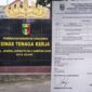 Kolase foto Kantor Disnaker Tanggamus dan surat pungutan pra pelatihan IM Japan berlogo Pemkab Tanggamus.