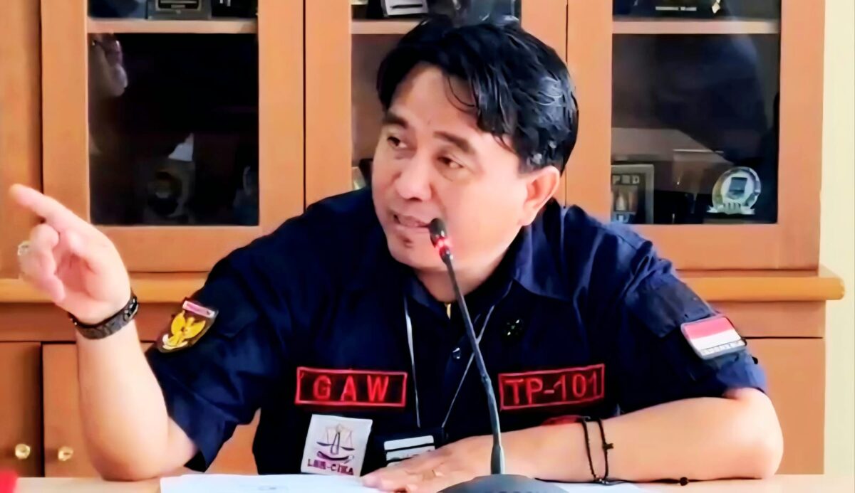 Koordinator Presidium KPKAD Lampung, Gindha Ansori Wayka, saat menyampaikan keterangan pers terkait dugaan penyimpangan Program MBG di Bandar Lampung, Sabtu (14/2/2026) | Davit Segara/Media Prioritastv.com.