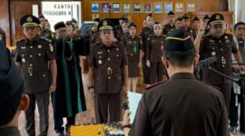 Serahterima dan pelantikan Kasi Pidsus Kejari Tanggamus dan Kacabjari Talang Padang, Jumat 13 Februari 2026.
