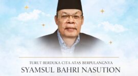 Flyer ucapan duka atas berpulangnya tokoh Pers Lampung Syamsul Bahri Nasution, Minggu 15 Februari 2026.