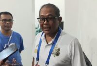 Pelaksana Tugas Ketua Asprov PSSI Lampung, Kombes Pol Sumardji saat memberikan keterangan pers.