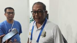 Pelaksana Tugas Ketua Asprov PSSI Lampung, Kombes Pol Sumardji saat memberikan keterangan pers.