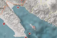 Lokasi titik-titik guncangan gempa yang terjadi di Kabupaten Tanggamus sejak dinihari tadi, Selasa 17 Februari 2026 | Dok. BMKG Lampung.