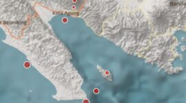 Lokasi titik-titik guncangan gempa yang terjadi di Kabupaten Tanggamus sejak dinihari tadi, Selasa 17 Februari 2026 | Dok. BMKG Lampung.