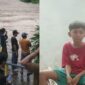 Kolase foto saat warga dan petugas melakukan pengamatan di bendungan Banjar Agung Ilir, Pugung dan foto Adit yang beredar di media sosial, Senin 16 Februari 2026 | ist/Media Prioritastv.com.