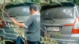 Kolase foto saat mobil Toyota Innova Nopol BE 1516 BAR ditemukan warga berada di semak-semak sekitar 15 meter di pinggir jalan, Senin 16 Februari 2026 | ist/Media Prioritastv.com.