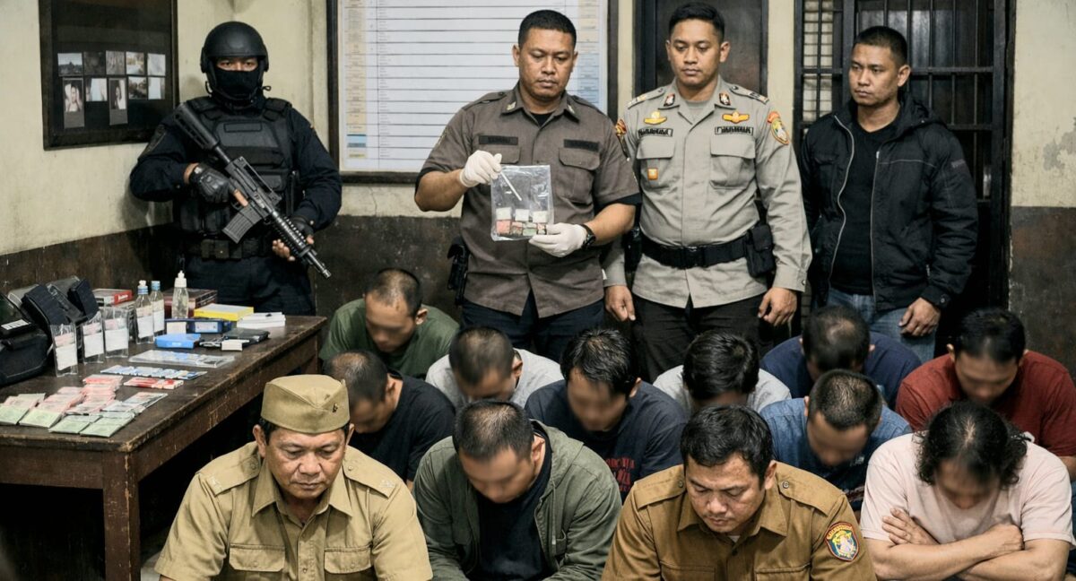 Ilustrasi penangkapan 12 orang diduga penyalahgunaan sabu di Kecamatan Bulok, Minggu 15 Februari 2026, malam | Dok. Ilustrasi Media Prioritastv.com.