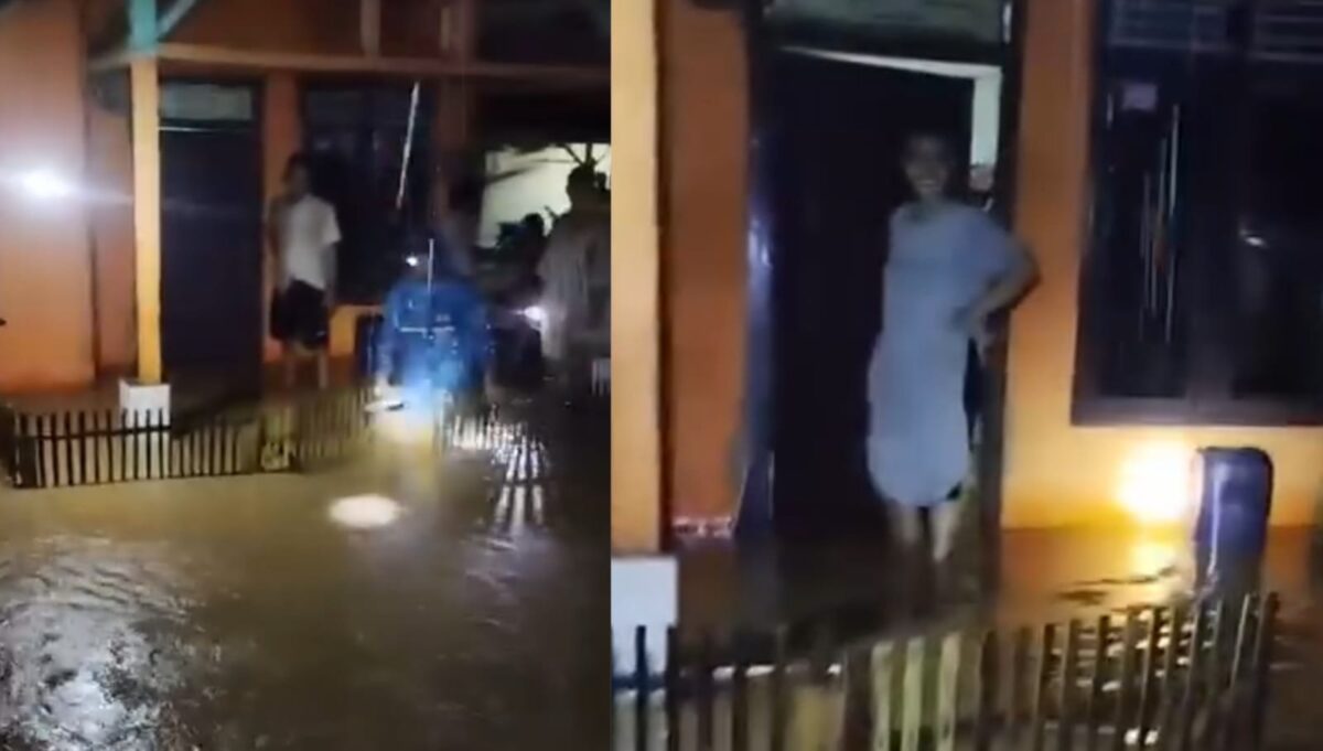 Kolase foto saat air masuk ke pemukiman warga di Dusun Talang Kepayang, Pekon Datar Lebuay, Kecamatan Air Naningan, Tanggamus, Minggu 22 Februari 2026, malam | ist/Media Prioritastv.com.