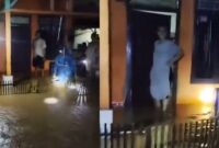 Kolase foto saat air masuk ke pemukiman warga di Dusun Talang Kepayang, Pekon Datar Lebuay, Kecamatan Air Naningan, Tanggamus, Minggu 22 Februari 2026, malam | ist/Media Prioritastv.com.