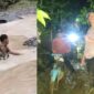 Kolase foto saat petugas menyebrangi sungai ketika evakuasi korban dan saat melintasi jalan hutan di wilayah Ulu Belu, Tanggamus, Senin 23 Februari 2026 | Dok. ist/Media Prioritastv.com.