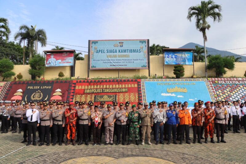 Foto bersama usai apel Kamtibmas di Polres Tanggamus, Kamis 26 Februari 2026 | Dok. Humas Polres Tanggamus.