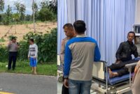 Kolase foto saat polisi melakukan pembersihan material dan saat membawa korban ke rumah sakit Secanti Gisting,  Jumat 27 Februari 2026 | Dok. Humas Polres Tanggamus.