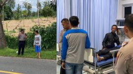 Kolase foto saat polisi melakukan pembersihan material dan saat membawa korban ke rumah sakit Secanti Gisting,  Jumat 27 Februari 2026 | Dok. Humas Polres Tanggamus.