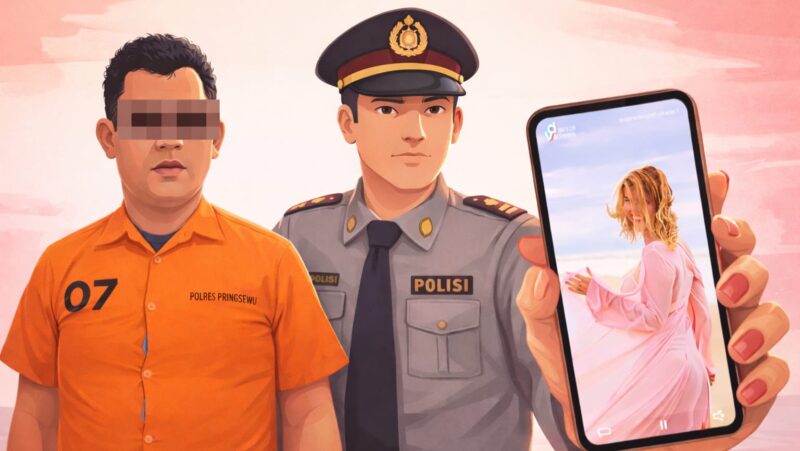 Ilustrasi penangkapan tersangka MM atas dugaan pemerasan berkedok video asusila oleh Polsek Pringsewu Kota, Kamis 26 Februari 2026 | Foto : Ilustrasi.